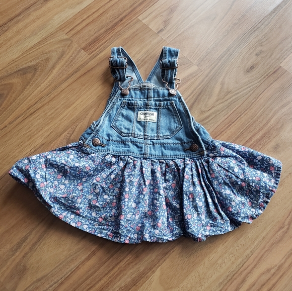 Oshkosh | Jean overall floral dress - size 6/9M